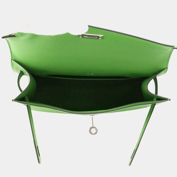 Pre Owned Hermes Pochettekelly Vert Yucca Swift Leather