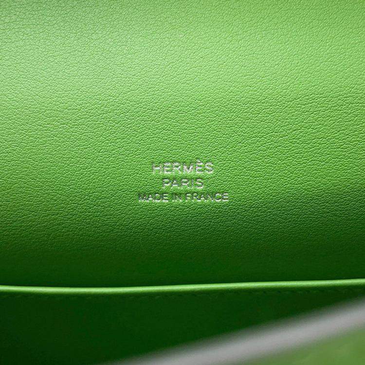 Pre Owned Hermes Pochettekelly Vert Yucca Swift Leather