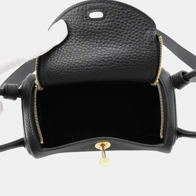 Pre Owned Hermes Lindy Black Taurillon Clemence Size Mini