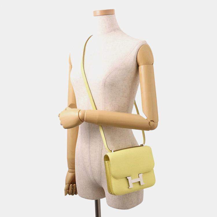 Pre Owned Hermes Constance3 Miroir Limoncello Chevre Myzore Goatskin Size Mini
