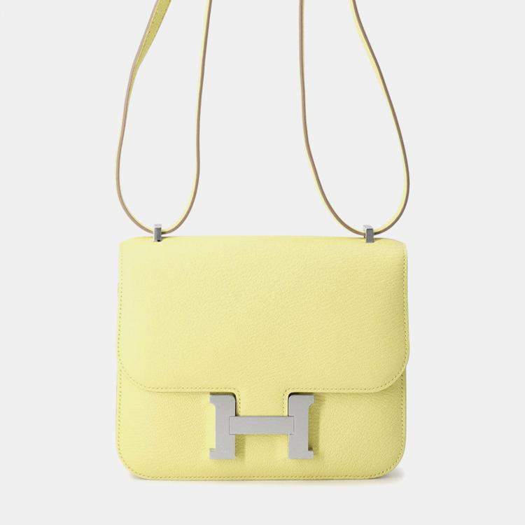 Pre Owned Hermes Constance3 Miroir Limoncello Chevre Myzore Goatskin Size Mini