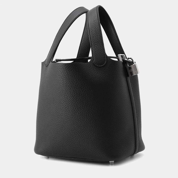 Pre Owned Hermes Picotin Lock Black Taurillon Clemence Size Pm