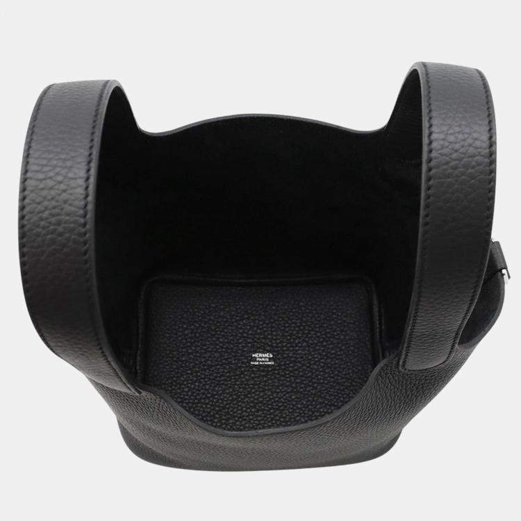 Pre Owned Hermes Picotin Lock Black Taurillon Clemence Size Pm