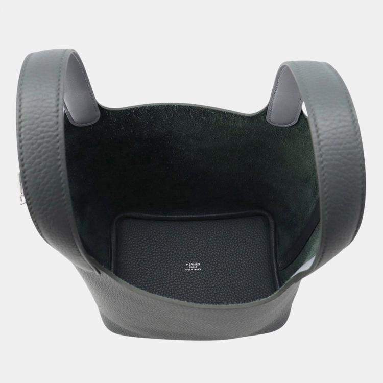 Pre Owned Hermes Picotin Lock Eclat Vert Mangrove/Guripantan Swift Leather Taurillon Clemence Size Pm