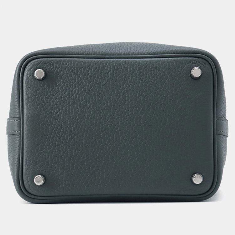 Pre Owned Hermes Picotin Lock Eclat Vert Mangrove/Guripantan Swift Leather Taurillon Clemence Size Pm