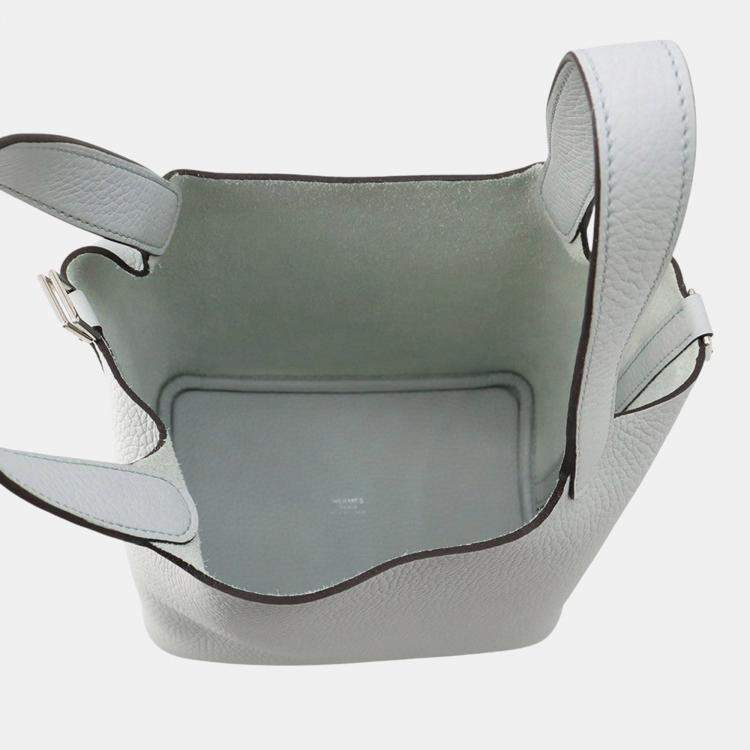 Pre Owned Hermes Picotin Lock Blue Pale Taurillon Clemence Size Pm