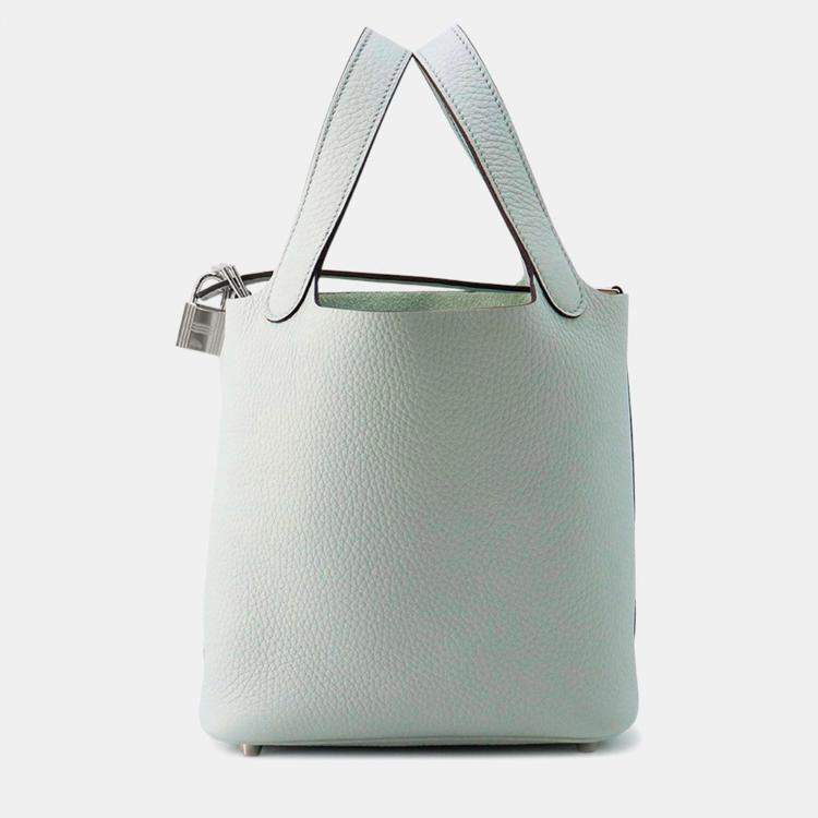 Pre Owned Hermes Picotin Lock Blue Pale Taurillon Clemence Size Pm