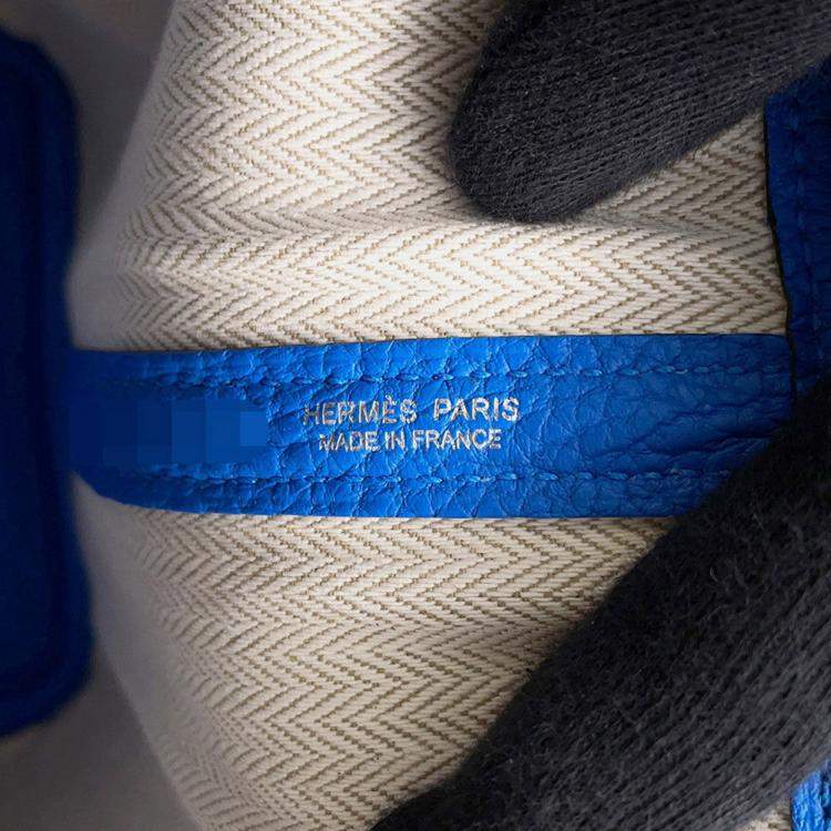 Pre Owned Hermes Garden Party New Blue Hydra Negonda Leather Size Tpm