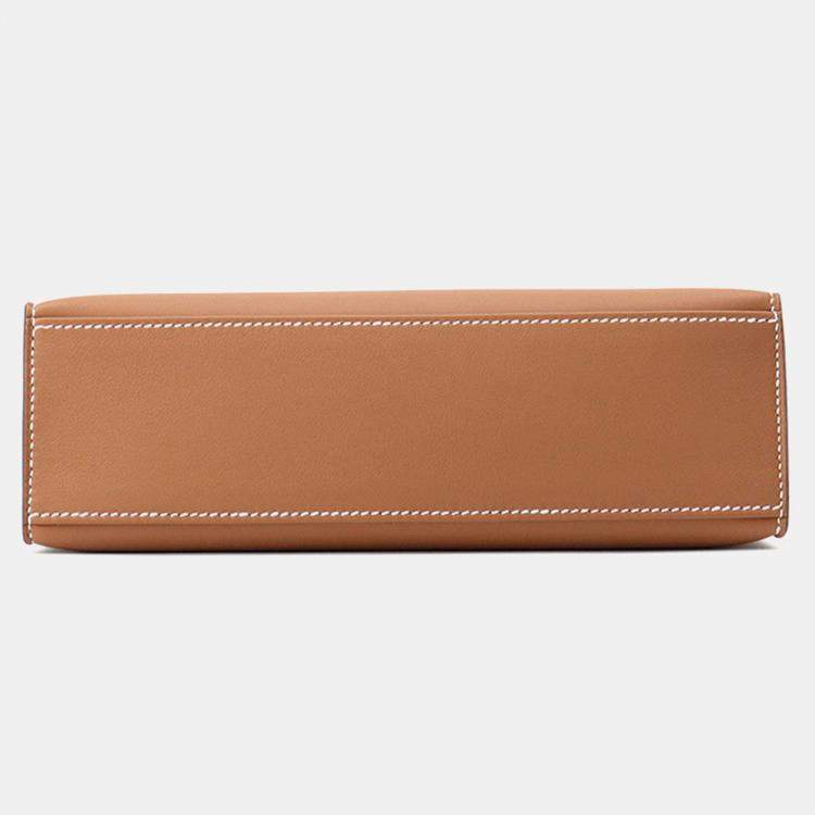 Pre Owned Hermes Pochettekelly Gold Swift Leather