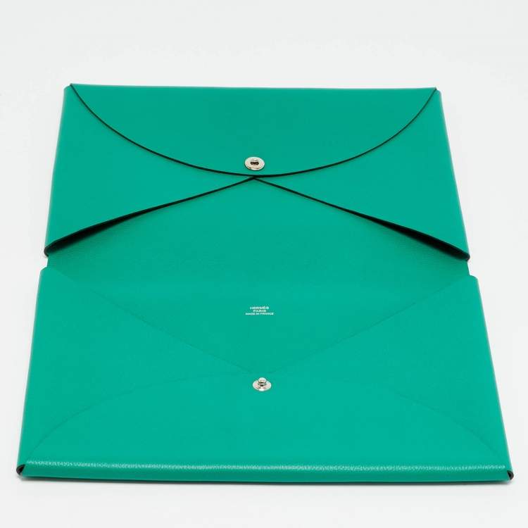 Pre Owned Hermès Calvi MM Vert Vertigo/Vert Titien Evercolor Leather Pochette