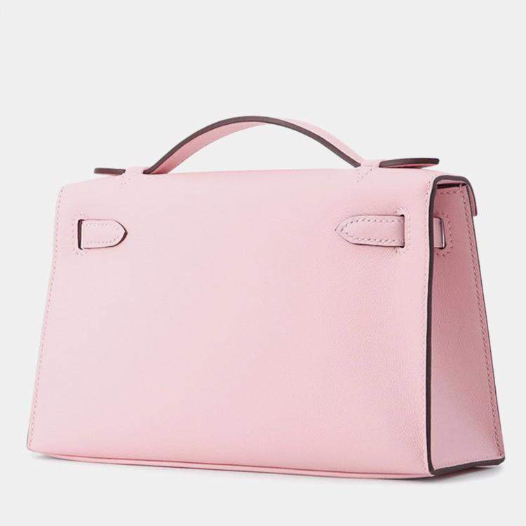 Pre Owned Hermes Pochettekelly Rose Sakura Swift Leather