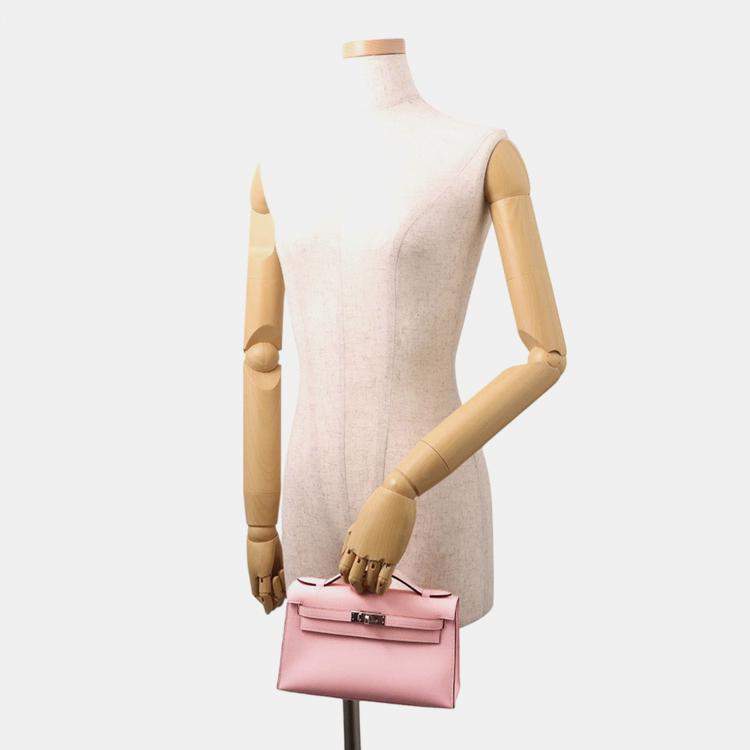 Pre Owned Hermes Pochettekelly Rose Sakura Swift Leather
