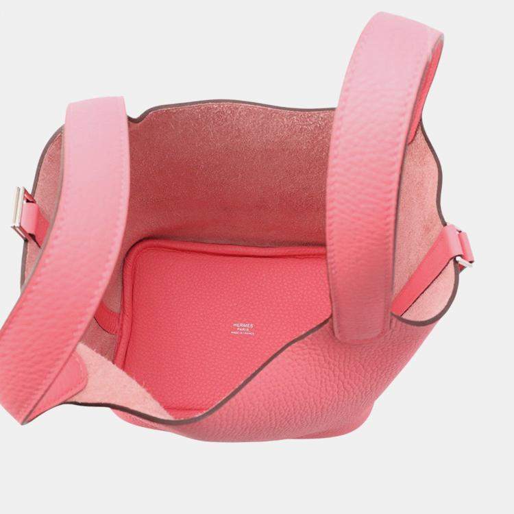 Pre Owned Hermes Picotin Lock Rose Azalee Taurillon Clemence Size PM