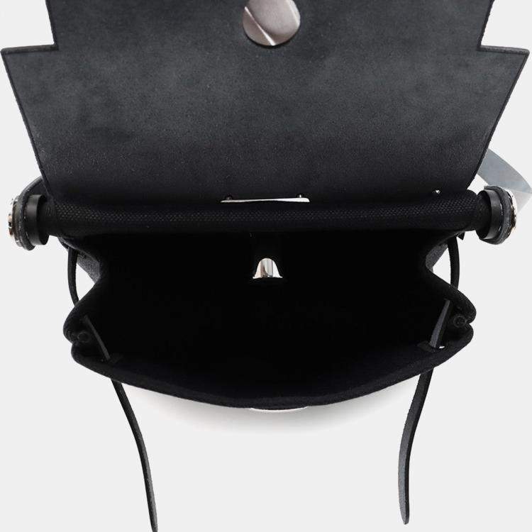 Pre Owned Hermes Herbag Zip Black Toile Vache Hunter Leather Size Mini