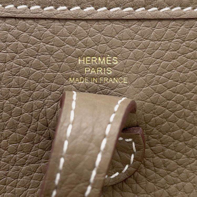 Pre Owned Hermes Evelyne Long Etoupe/Blue Indigo Taurillon Clemence Size Tpm