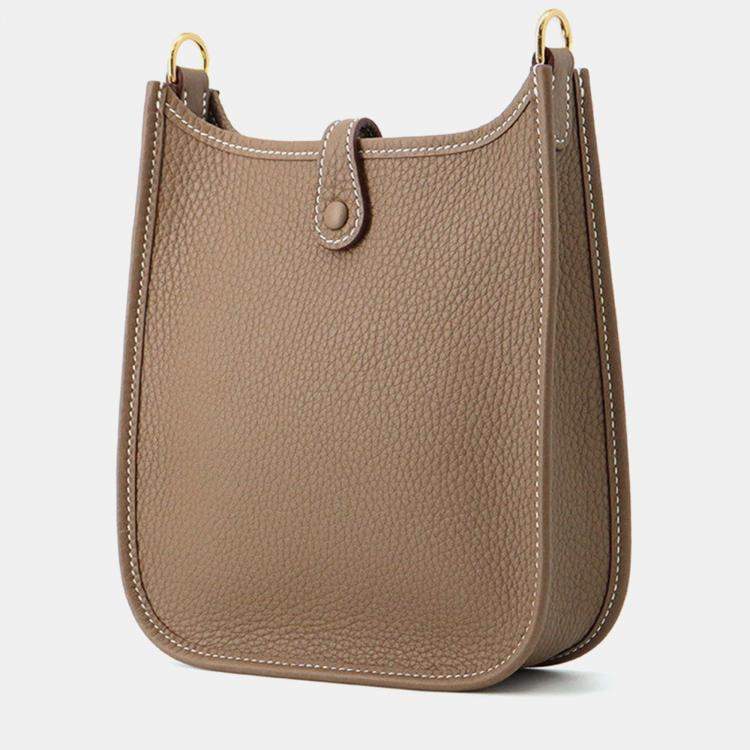 Pre Owned Hermes Evelyne Long Etoupe/Blue Indigo Taurillon Clemence Size Tpm