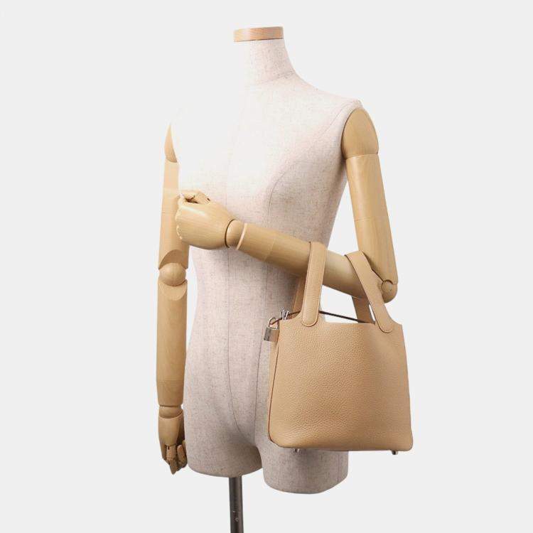 Pre Owned Hermes Picotin Lock Biscuit Taurillon Clemence Size Pm