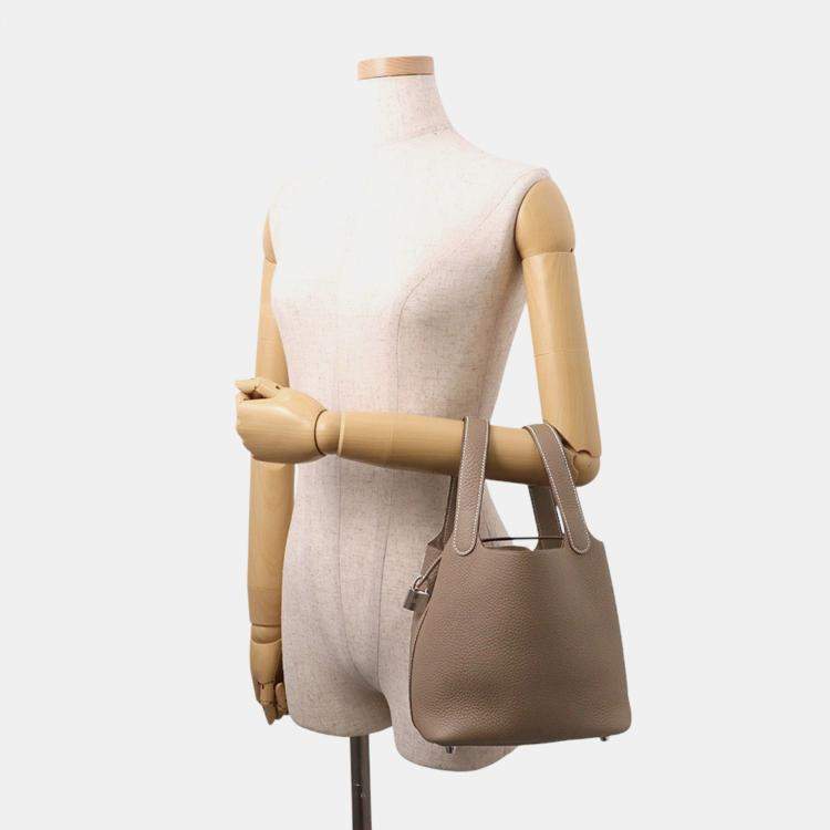 Pre Owned Hermes Picotin Padlock Etoupe Taurillon Clemence Size Pm