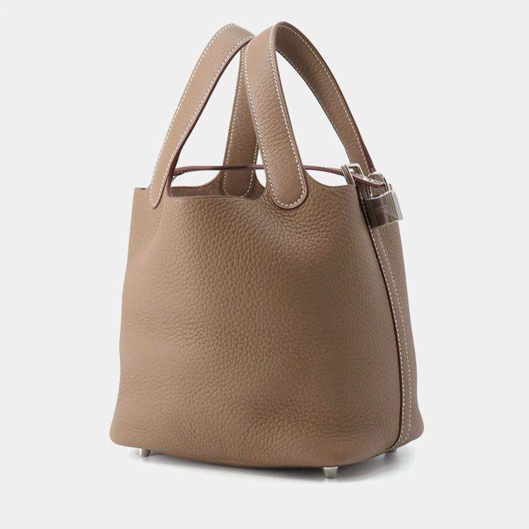 Pre Owned Hermes Picotin Padlock Etoupe Taurillon Clemence Size Pm