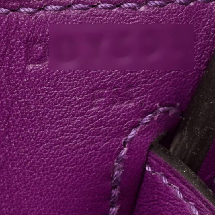 Pre Owned Hermes Birkin 25 Palladium Finish Anemone Swift Leather Tote