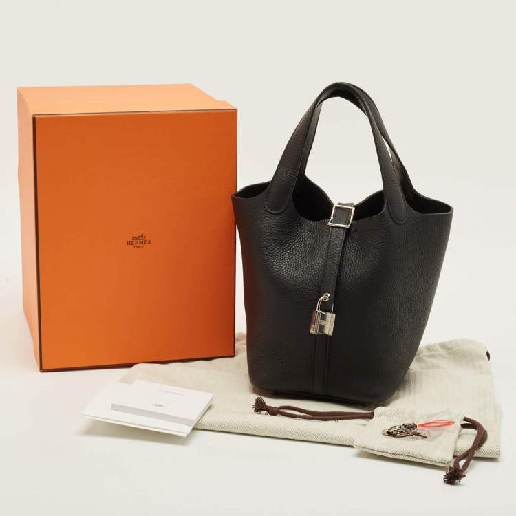 مملوكة مسبقًا Hermes Picotin Lock 18 Noir Taurillon Clemence Leather Tote