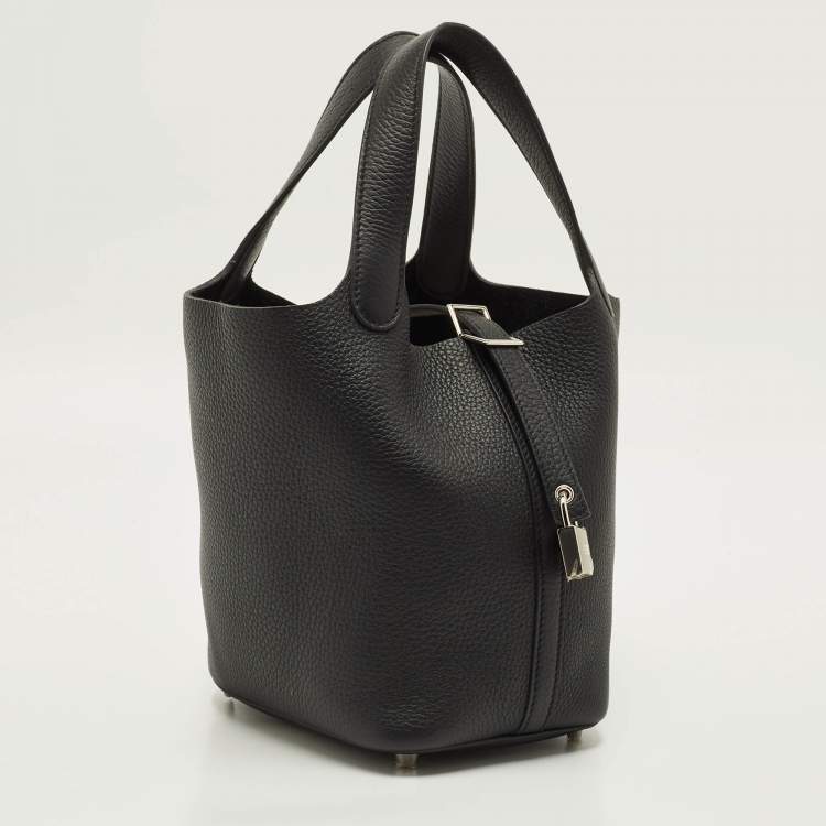 مملوكة مسبقًا Hermes Picotin Lock 18 Noir Taurillon Clemence Leather Tote