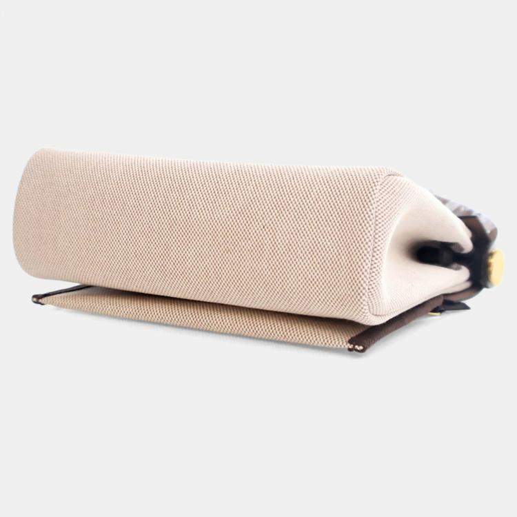 Pre Owned Hermes Brown,Cream Military Toile Mini Herbag Zip 20