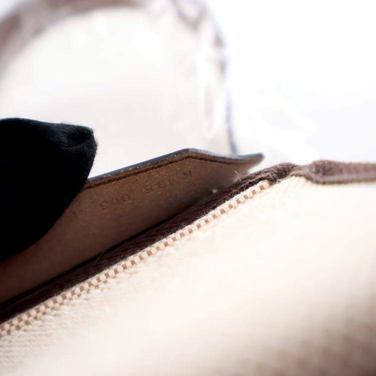 Pre Owned Hermes Brown,Cream Military Toile Mini Herbag Zip 20