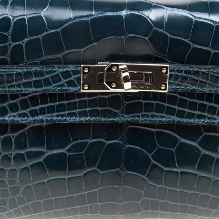 Pre Owned Hermes Royal Blue Alligator Long Kelly Wallet