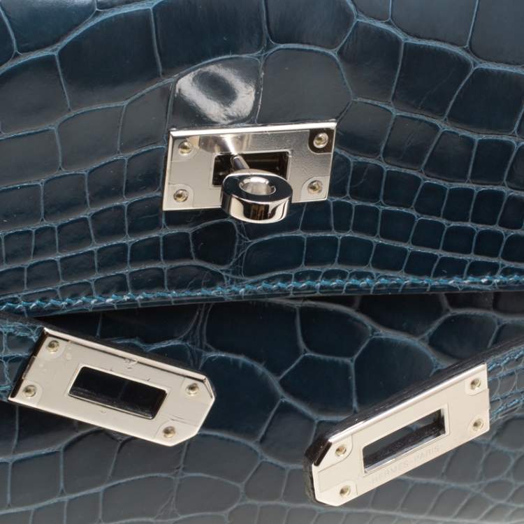 Pre Owned Hermes Royal Blue Alligator Long Kelly Wallet