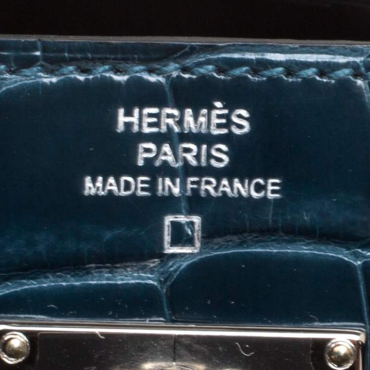 Pre Owned Hermes Royal Blue Alligator Long Kelly Wallet