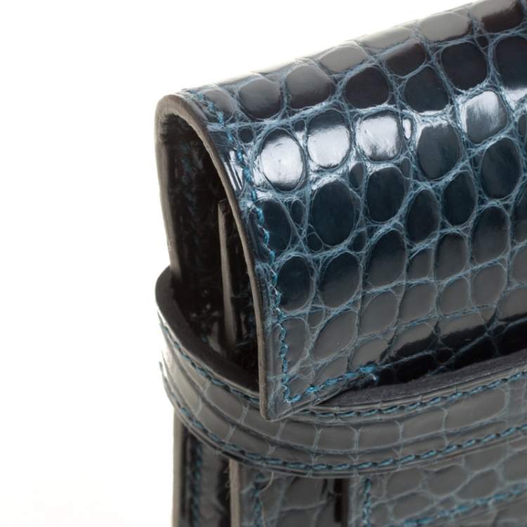 Pre Owned Hermes Royal Blue Alligator Long Kelly Wallet