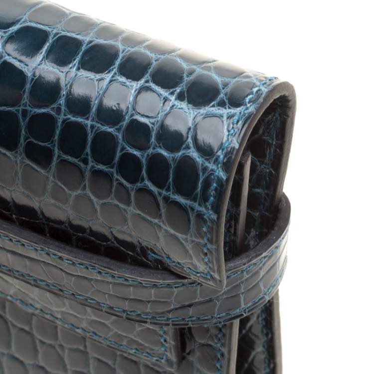 Pre Owned Hermes Royal Blue Alligator Long Kelly Wallet