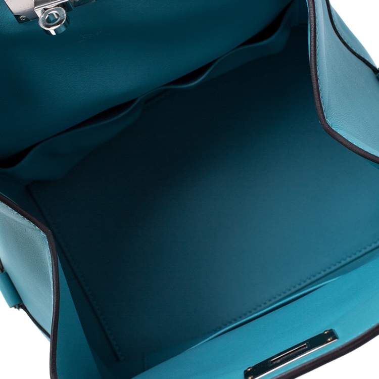 مملوكة مسبقًا Hermes Aqua Swift Leather Palladium Hardware Toolbox 20 Satchel