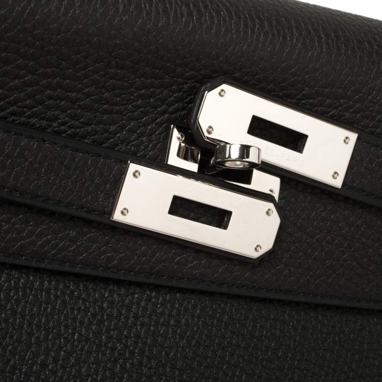Pre Owned Hermes Black Togo Leather Palladium Hardware Kelly Retourne 32 Bag