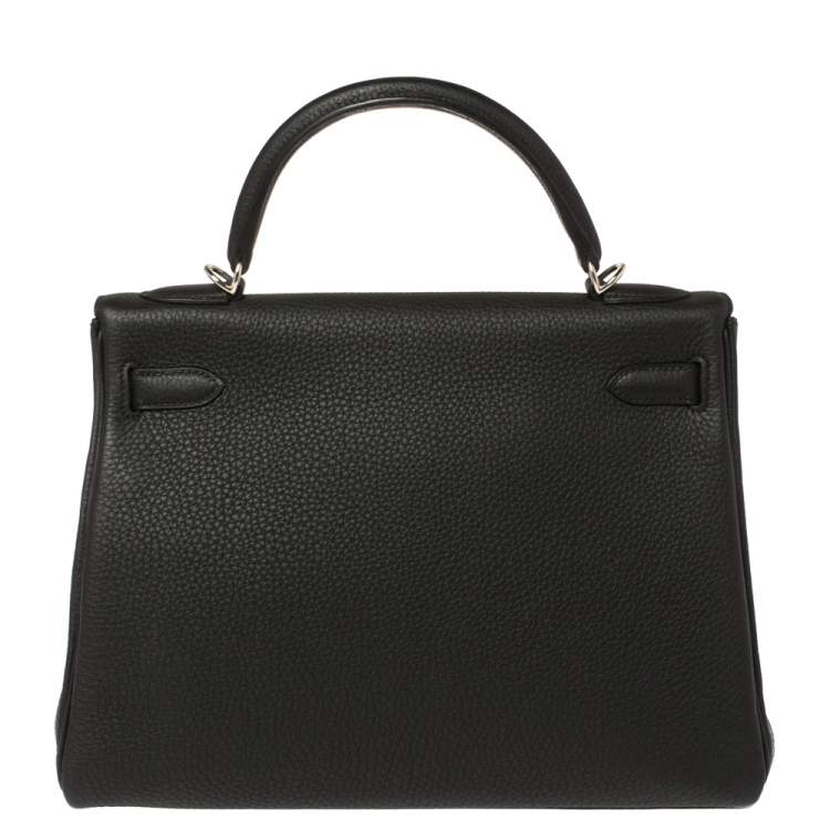 Pre Owned Hermes Black Togo Leather Palladium Hardware Kelly Retourne 32 Bag