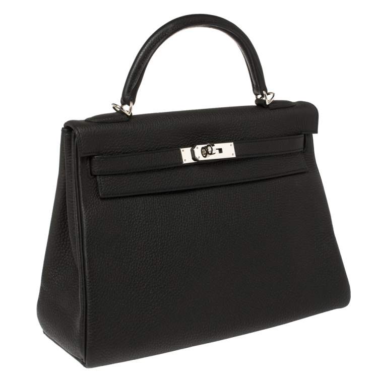 Pre Owned Hermes Black Togo Leather Palladium Hardware Kelly Retourne 32 Bag
