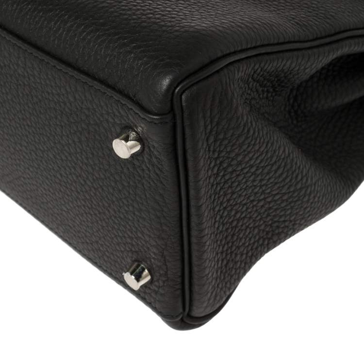 Pre Owned Hermes Black Togo Leather Palladium Hardware Kelly Retourne 32 Bag