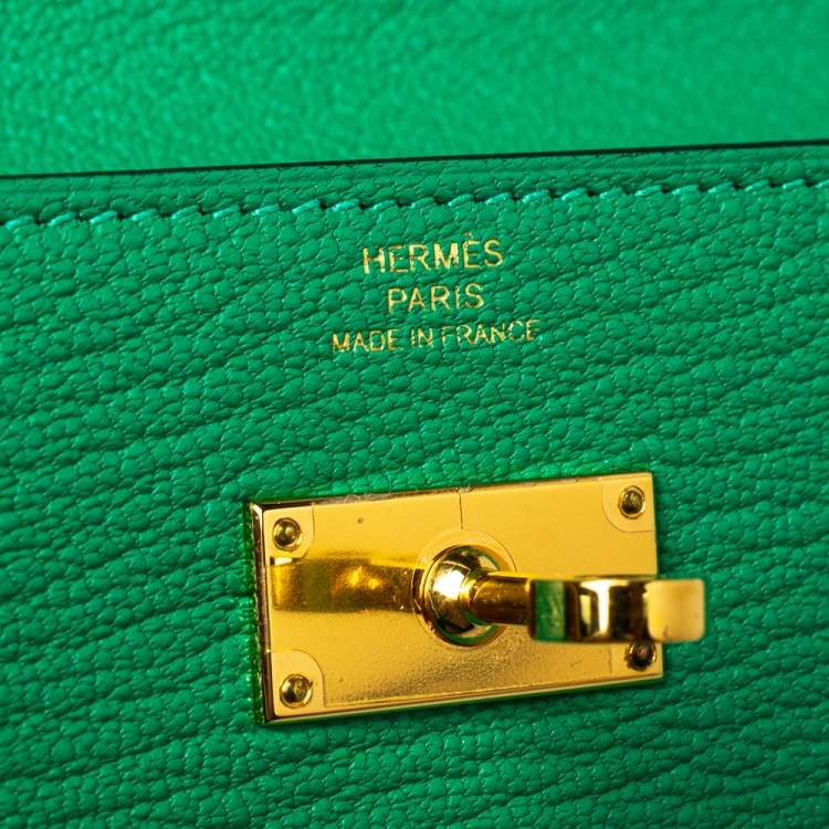 Pre Owned Hermes Green Leather Kelly Longue Wallet
