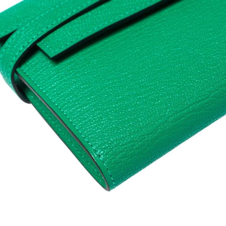 Pre Owned Hermes Green Leather Kelly Longue Wallet
