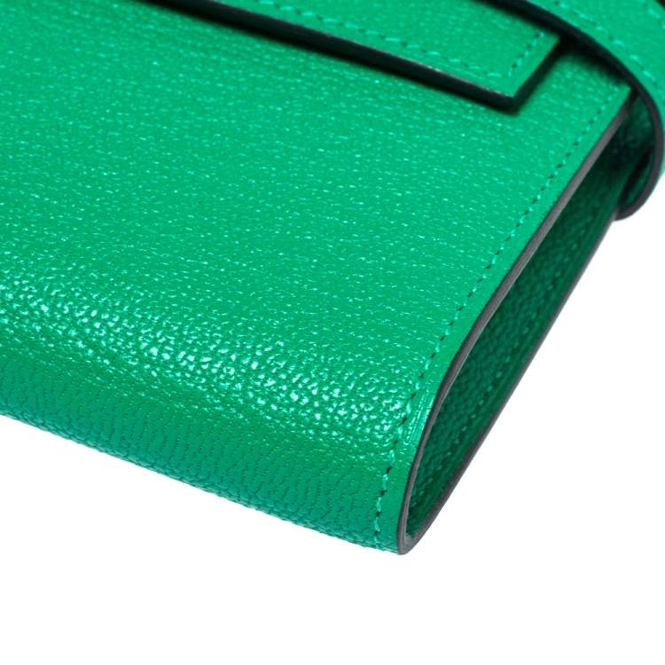 Pre Owned Hermes Green Leather Kelly Longue Wallet