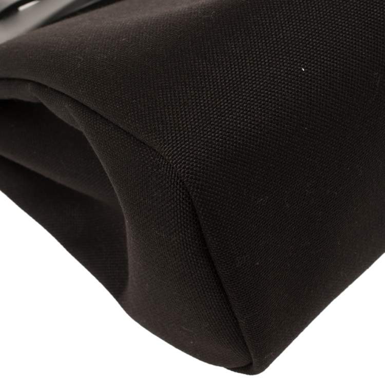 مملوكة مسبقًا Hermes Black/Ebene Canvas and Leather Herbag Zip 31 Bag