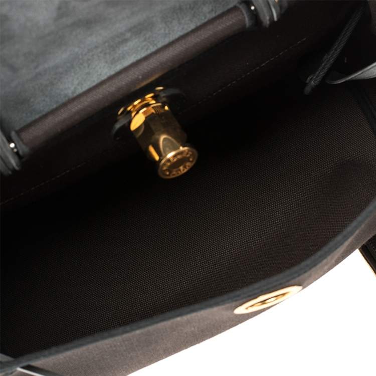 مملوكة مسبقًا Hermes Black/Ebene Canvas and Leather Herbag Zip 31 Bag