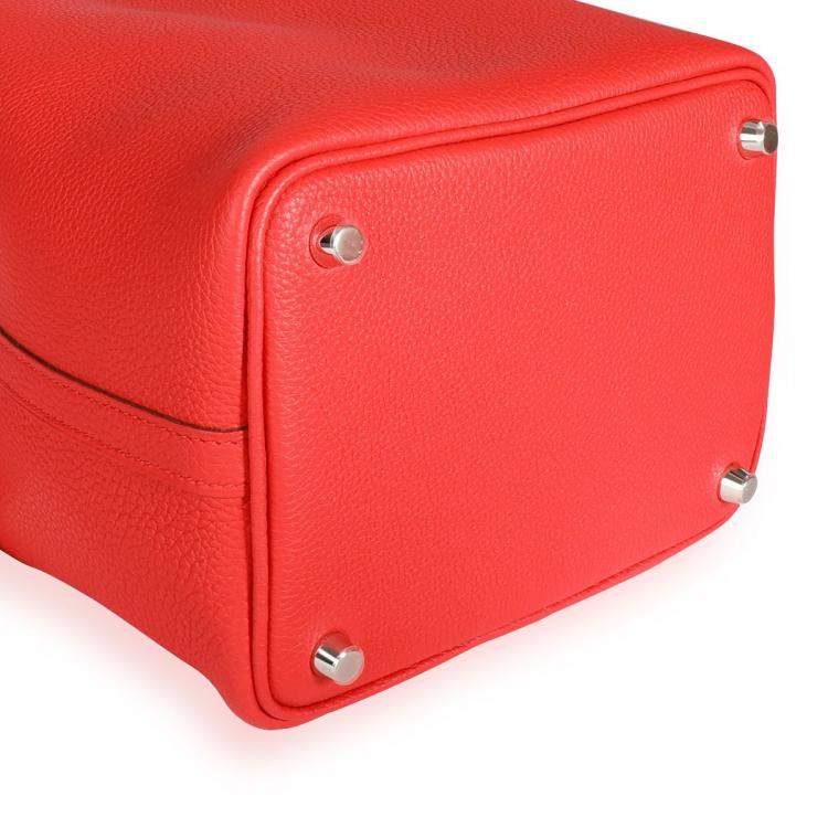 Pre Owned Hermes Rouge De Coeur Clemence Leather Picotin Lock 18 Bag