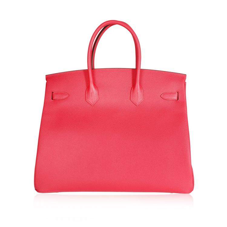 Pre Owned Hermes Rose Epsom Leather Palladium Hardware Birkin 35 Bag