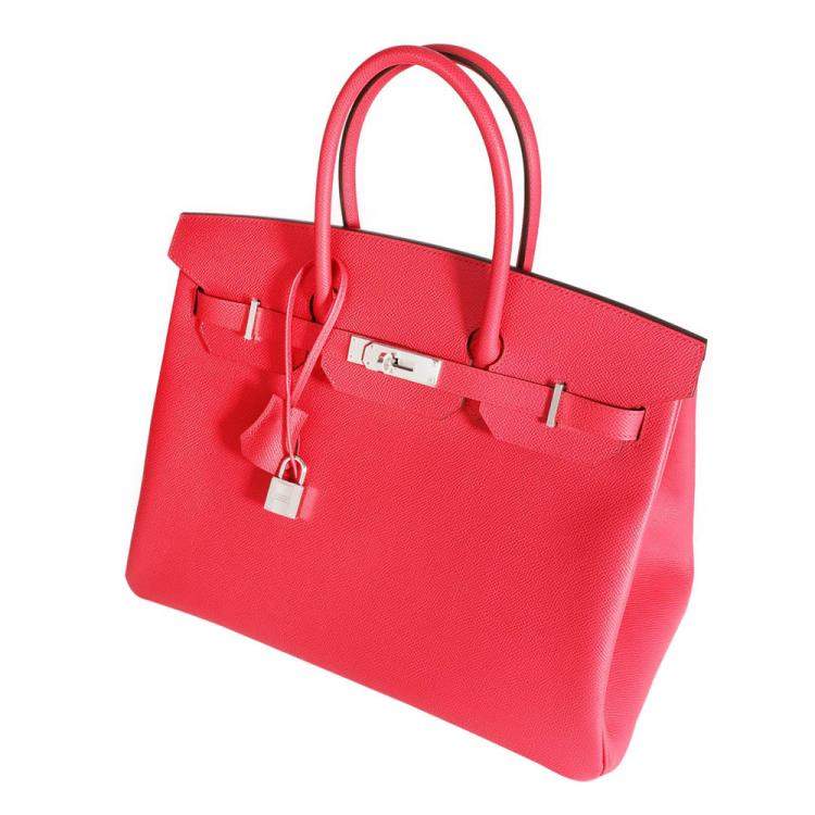 Pre Owned Hermes Rose Epsom Leather Palladium Hardware Birkin 35 Bag