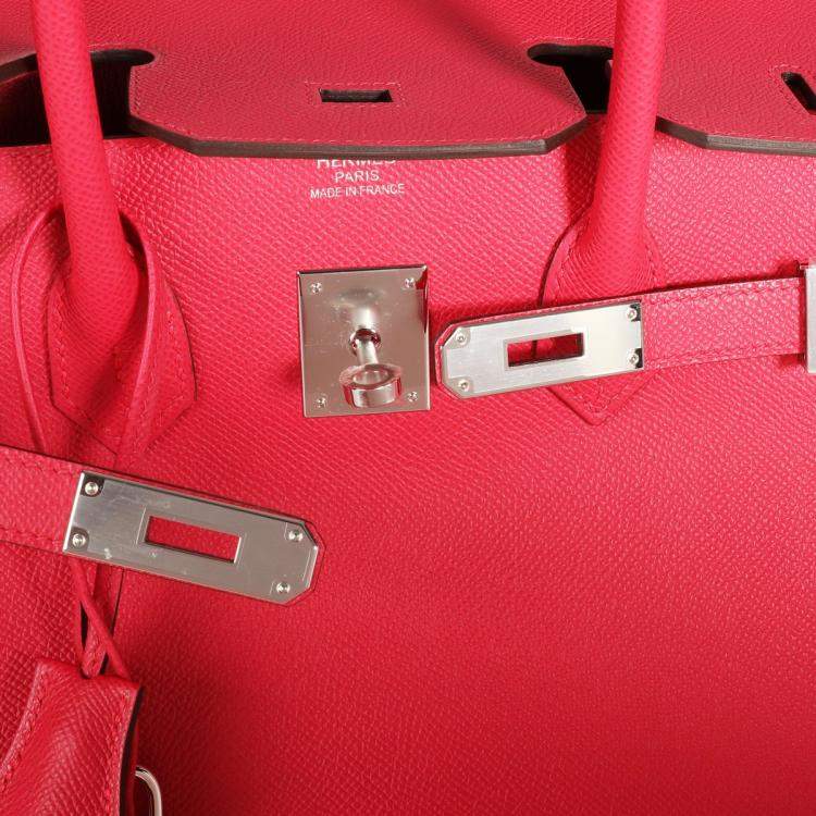 Pre Owned Hermes Rose Epsom Leather Palladium Hardware Birkin 35 Bag