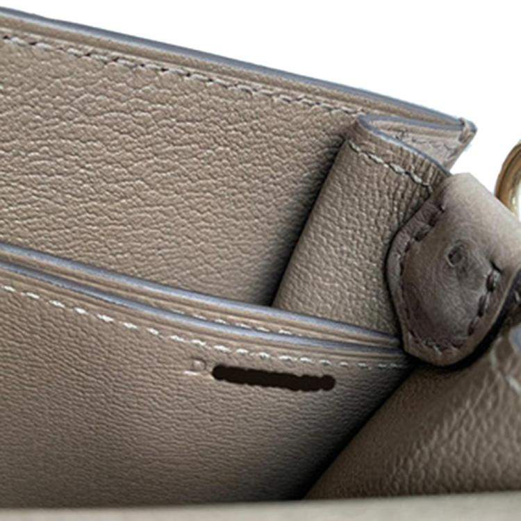 Hermès Grey Asphalt Ostrich Leather Mini Roulis 18 Bag