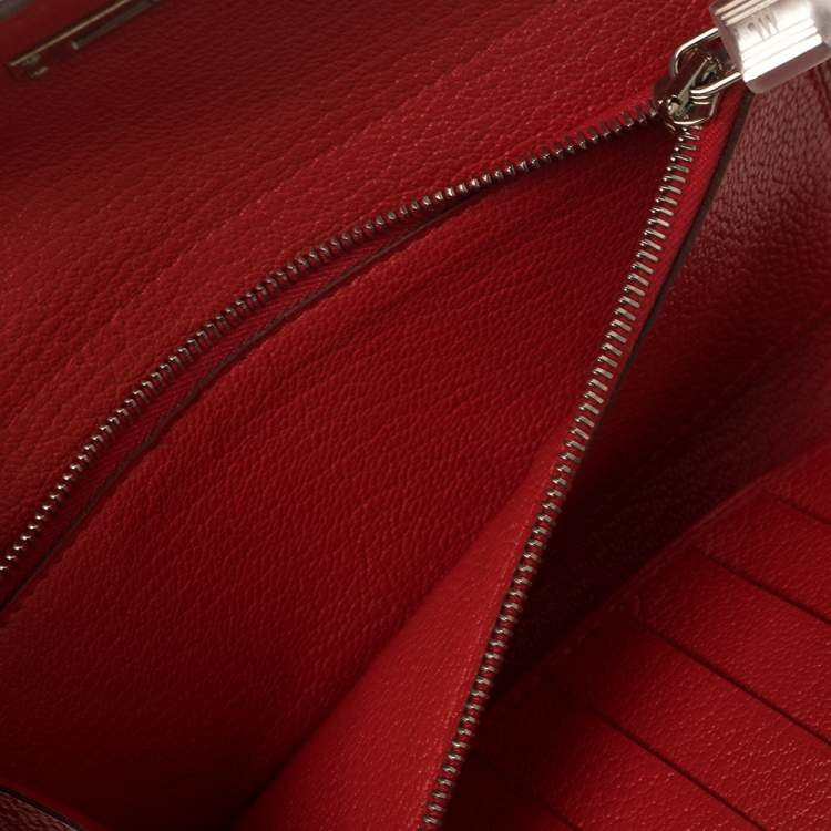 Pre Owned Hermes Rouge Casaque Evercolor Leather Kelly Depliant Medium Wallet