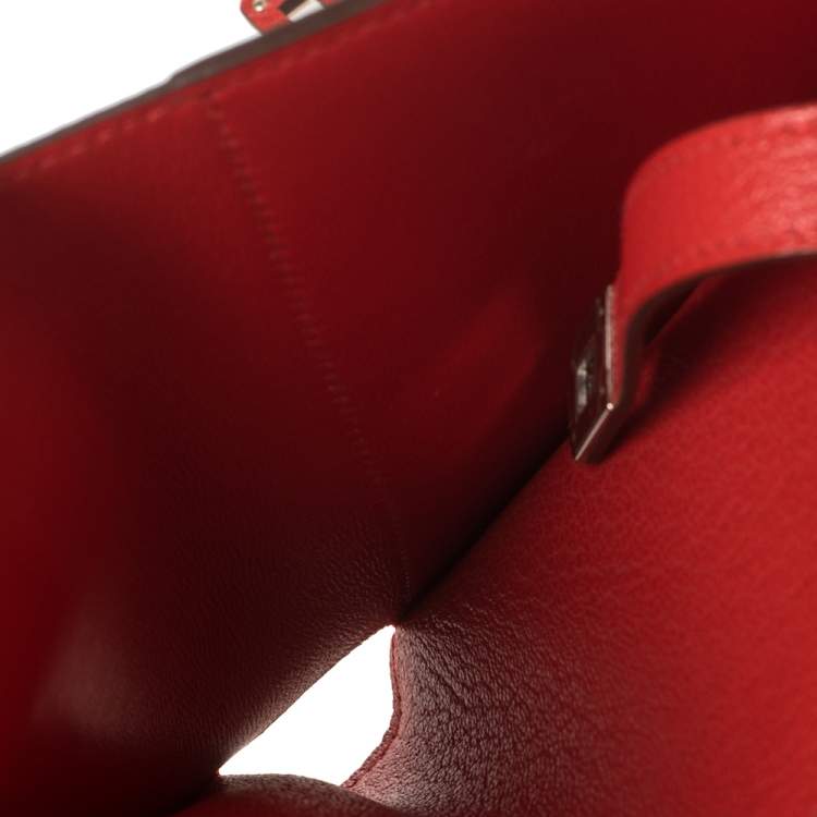 Pre Owned Hermes Rouge Casaque Evercolor Leather Kelly Depliant Medium Wallet